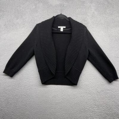 Kenneth Cole Mujer Cárdigan Abierto Suéter Negro Tejido Manga Larga Acanalado Talla PL Foto 1 de 4