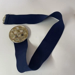 Vintage Belt Blue Gold Stretch 25” 80s Fashion - Picture 1 of 7