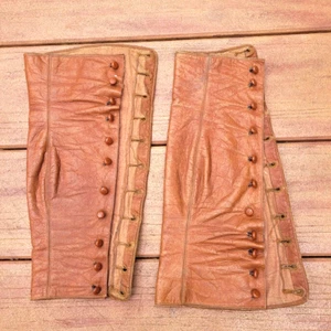 RARE Antique Vintage French Victorian Leather Gamascher Gaiter Outlander Movie Paris - Bild 1 von 14