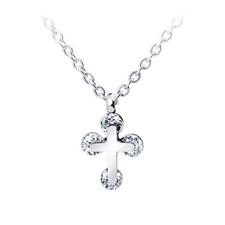 555Jewelry Womens Stainless Steel & CZ Small Dainty Cross Necklace, 16-18” Chain
