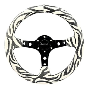 330mm Zebra Suede Steering Wheel Fit 6 hole Hub Like Vertex Nardi - Picture 1 of 7