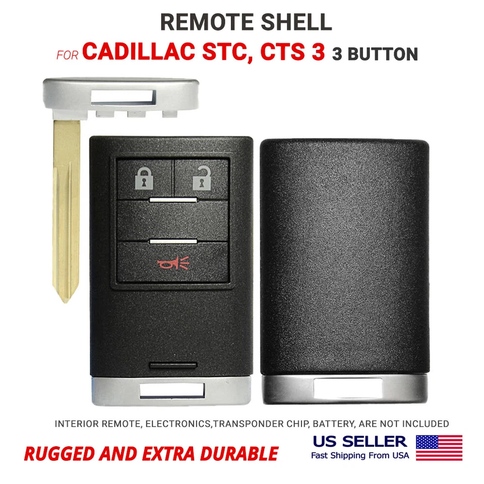 Carcasa de llave remota para Cadillac STC, CTS con llave de emergencia de 3 botones B116 Foto 1 de 1
