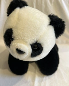 RARE Vintage 9" Panda Bear Plush Piggy Bank Collectible Black/White Korea - Picture 1 of 8