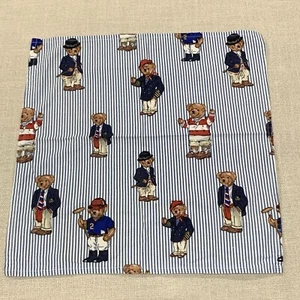 VTG Polo Ralph Lauren Bear All Over Cotton Handkerchief Scarf Pocket Square 16” - Picture 1 of 7