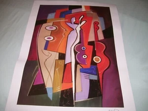 Vintage Litho Print Abstract Modernism-18" Wide 25" H-Signed-Very Colorful - Picture 1 of 2