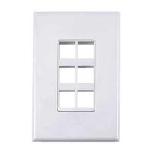 Construct Pro 6-Port Keystone Wall Plate with Screwless Face (White) - Picture 1 of 5