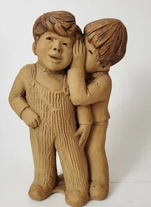 Lee Bortin Originals: Two Whispering Brothers 9" Clay Statue "Rare" - Used - Picture 1 of 5