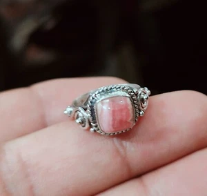 Rhodochrosite Ring 925  Sterling Silver Jewelry Handmade  Earring Women Gift - Picture 1 of 9