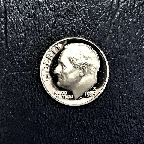 1985 S Proof Roosevelt Dime from Original Mint Proof Set Cover