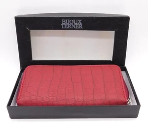 Bijoux Terner purpurrot Geldbörse mit Reißverschluss Mock Croc verpackt - Bild 1 von 6