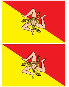 2Pcs 3.5" Each Sicily Sicilia Italy Italian Flag Country Vinyl Sticker Decals - Picture 1 of 1