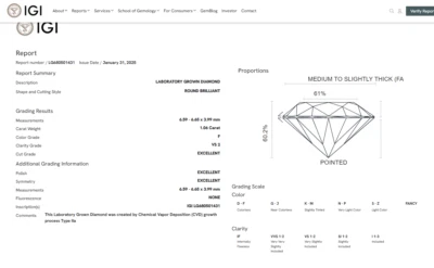 gemsindia Solitaire 1.06 Carat CVD Diamond with IGI certificate VS2 F color - Image 1 of 4