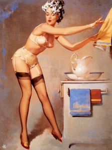 Gil Elvgren Pin Up Washing Hair 11x14 Reproduction Giclee Print #50 - Picture 1 of 1