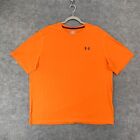 Under Armor Shirt Mens Xxl 2Xl Loose Short Sleeve Tee Orange W Logo Heatgear