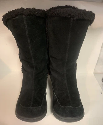 女式 SZ 9 火箭狗 12 英寸麂皮绒内衬人造毛皮黑色懒人鞋 — 第 1/4 张图片