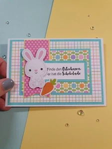 Handgemachte Osterkarte, Ostergrüsse, Hase , 3d , Frohe Ostern  - Bild 1 von 4