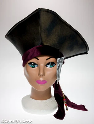 Pirate Hat Foam & Fabric Open Crown Tricorn Costume Hat With Beaded Trendills  - Image 1 of 3
