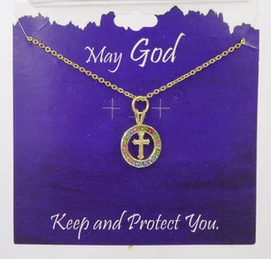 Lovely New Inspirational Cross Necklace with Rhinestones Made in USA #RN1 - Picture 1 of 1