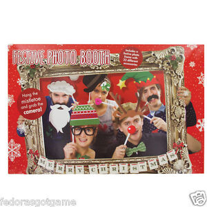 Photo Booth Props WIth Frame Christmas Theme Festive Holiday Party Fun