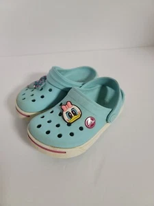 Crocs Clogs Aqua Blue With Disney Charms Unisex Shoes Size C 8/9 Girls - Picture 1 of 7