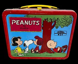 Peanuts Lunch Box Schulz 1973 Charlie Brown Snoopy aiuto psichiatrico senza thermos - Foto 1 di 22