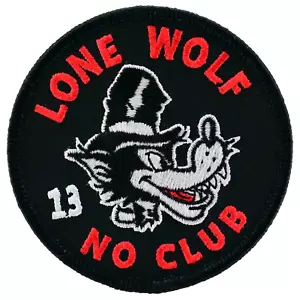 Lucky 13 Lone Wolf No Club Iron Patch Rockabilly Biker Kustom Kulture Retro Sew - Picture 1 of 1