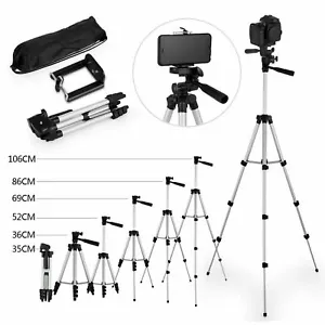 1P Professional Camera Tripod Stand + Phone Holder For Smartphone iPhone Samsung - Picture 1 of 10