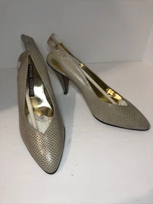 Elegant WALTER STEIGER Beige Slingback Pumps 8 1/2 B ITALY Never Worn - Image 1 of 3