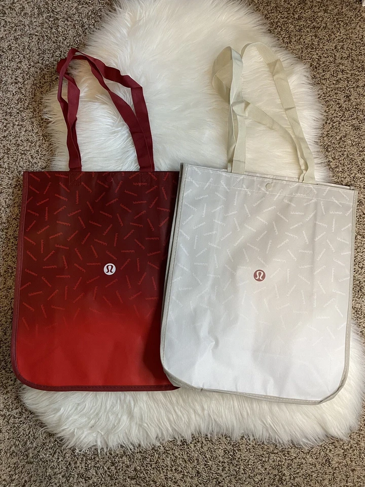 Lululemon Bolsa de Regalo de Compras Reutilizable Lote 2 Grandes Rojo Gris Foto 1 de 1