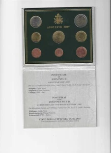 VATICAN 2005 EURO SET - POPE JOHN PAUL II MMV SEE SCARCE BU GREEN FOLDER - Picture 1 of 3