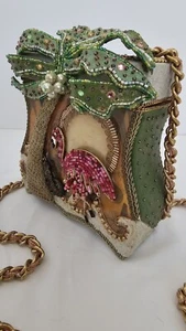 Vintage Mary Frances 1990's Top Lift Flamingo, Palm & Alligator Box Bag ●READ● - Picture 1 of 20
