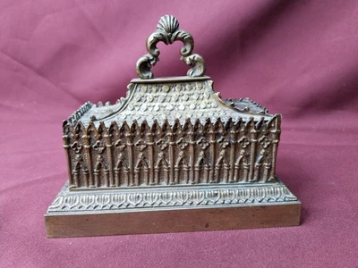 antikes Tintenfass / gotisches Kästchen / gotischer Reliquienschrein, Messing - Bild 1 von 4