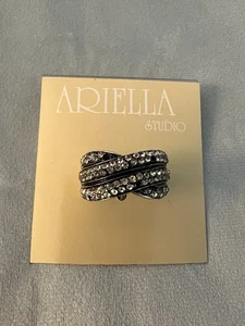 Anello Ariella Studio Gioielli Colore Argento e Nero - Cristallo Donna Misura 7 - Foto 1 di 5