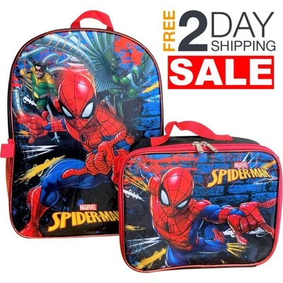 Juego Spiderman 16" Mochilas Escolares Con Lonchera Para Niños De 3 4 5 6 7 8 Años Foto 1 de 4