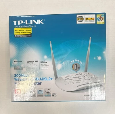 TP-Link TD-W8968 300Mbps WiFi Wireless N USB Port VDSL2 ADSL Modem Router - Image 1 of 4