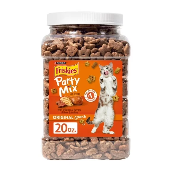 Purina Friskies golosinas naturales para gatos mezcla de fiesta yums naturales con salmón real, 20 OZ Foto 1 de 4