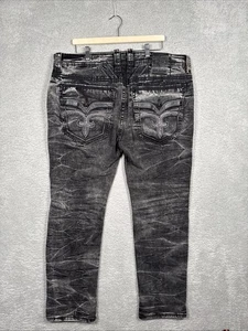 Rock Revival Herren Bolton Straight Herren Jeans 42x31 schwarz/grau Stretch Denim - Bild 1 von 16