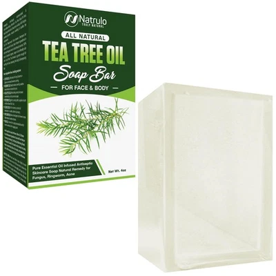 Tea Tree Oil Soap Bar for Face & Body, 4oz – Antifungal Antiseptic Natural Rem - Image 1 of 4