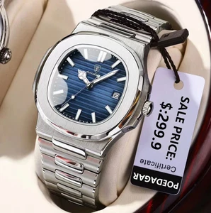 POEDAGAR Herren Quarz Luxus Uhr 30M Wasserdicht Edelstahl Leuchtend NEU - Bild 1 von 6