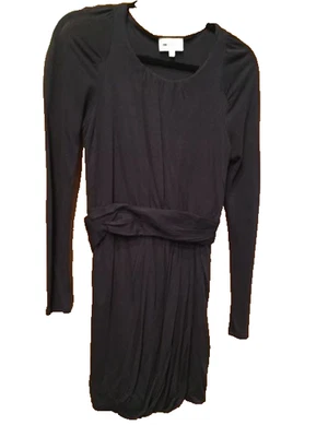 Athe Vanessa Bruno S 码鞘海军蓝连衣裙带欧比腰带 #1351 — 第 1/3 张图片