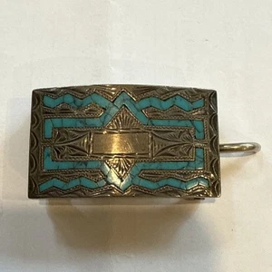 Sterling Silber mit Türkis Inlay SLO 0925 Gürtelschnalle Made in Mexico Vintage - Bild 1 von 8