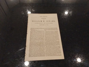 1861 Speech of William H. Seward State of the Union Pre Civil War - Picture 1 of 2