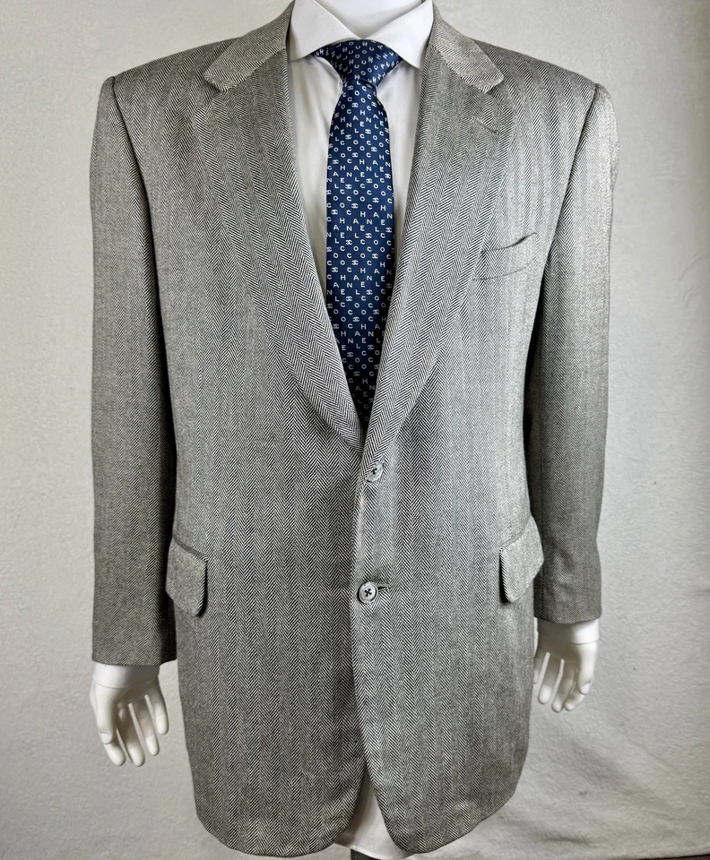 Neiman Marcus Hombre Cashmere Gris Espiga DB Traje Chaqueta Talla 46 Regular Usado en Excelente Condición Foto 1 de 4