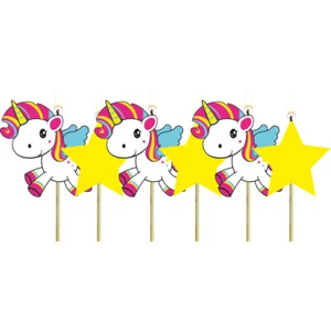 6 Einhorn Kuchenkerzen Unicorn Figurenkerzen Deko Einhörner Kerzen Tortenkerzen - Bild 1 von 1