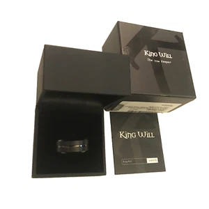 King Will Tungsten Carbide Ring Men Black Grooved Center Comfort Fit Size 12 - Picture 1 of 11