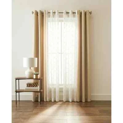 Better Homes Gardens, Maroon embroiderer lattice & twill 4 panel curtain & sheer - Image 1 of 4