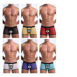 Sexy Gay Vier Ecke Shorts Mesh Plus Größe Durchsichtig Homosexuell Männer Slips - Picture 1 of 18