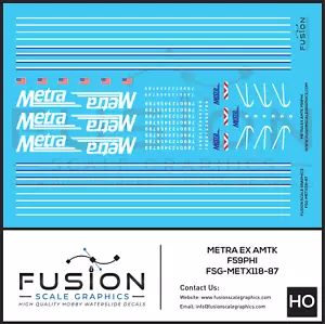 HO Scale Metra EX Amtk EMD F59PHI Decal Set - Picture 1 of 1