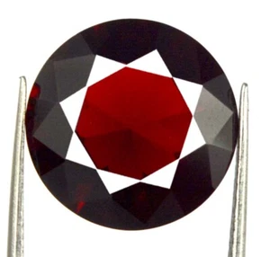 100% Natürlich Rot Pyrop Granat 9.40 Karat / 15 MM Rund Edelstein AGI Certified - Bild 1 von 8
