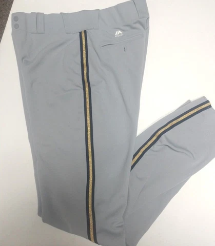 MILWAUKEE BREWERS GREY FLEX BASE AUTHENTIC MAJESTIC BASEBALL PANTS 32-44 WAIST Cover